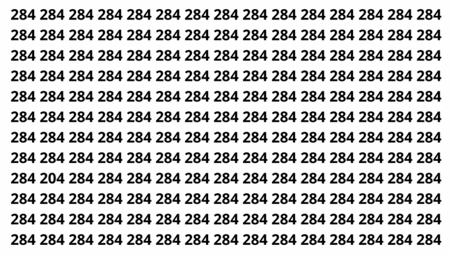 Encontre o número 204 entre vários 284 em menos de 8 segundos