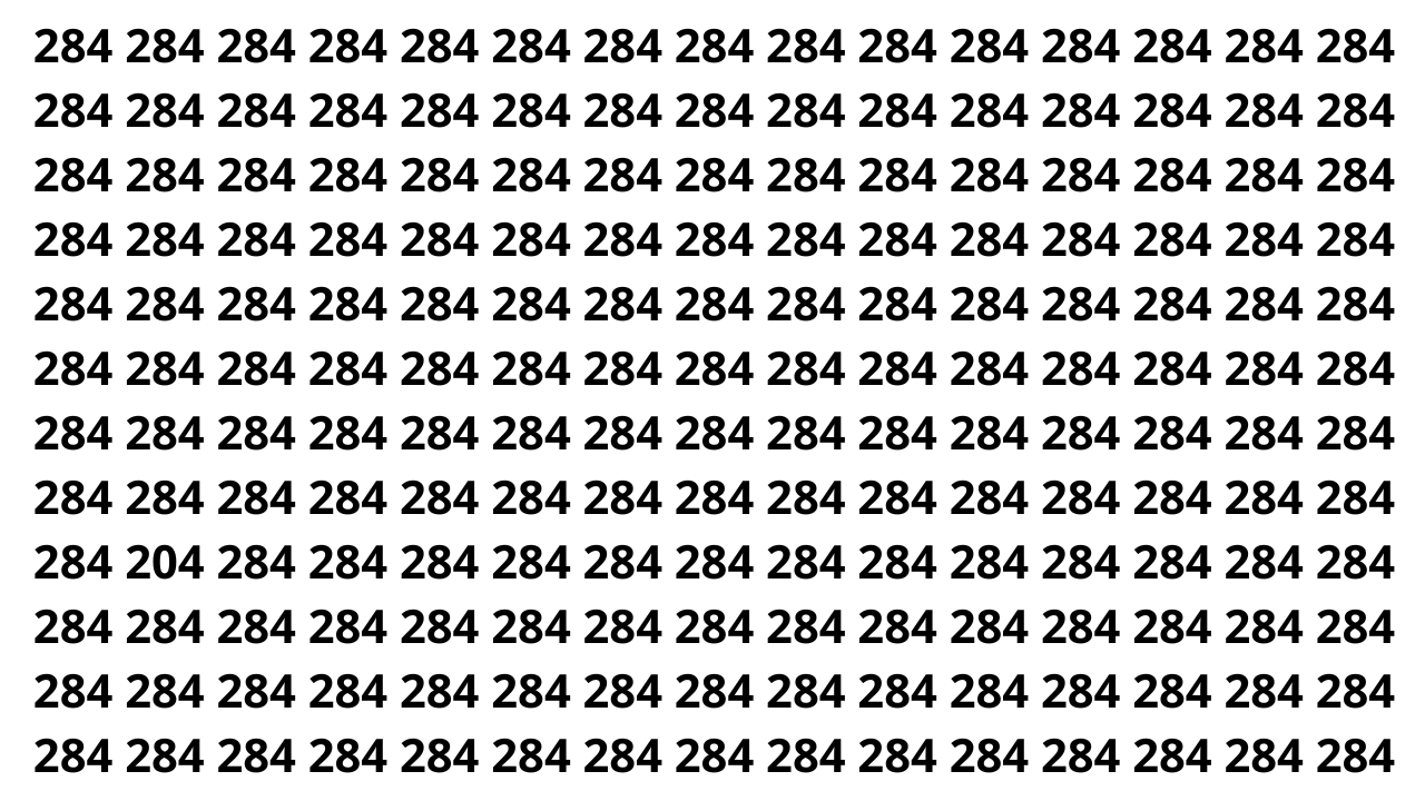 Encontre o número 204 entre vários 284 em menos de 8 segundos