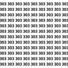 Encontre o 330 entre os números 303 em menos de 8 segundos