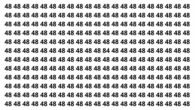 Encontre o 84 entre o número 48 em menos de 5 segundos