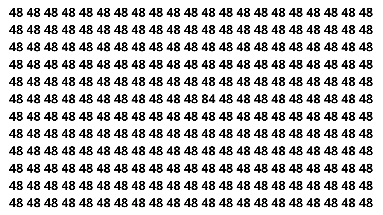 Encontre o 84 entre o n&uacute;mero 48 em menos de 5 segundos