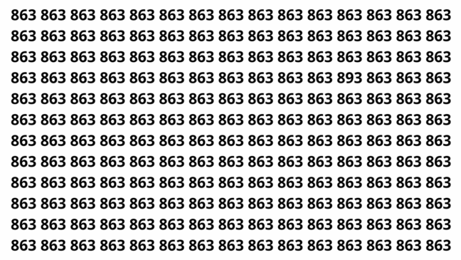 Encontre o número 893 entre os números 863 em menos de 8 segundos