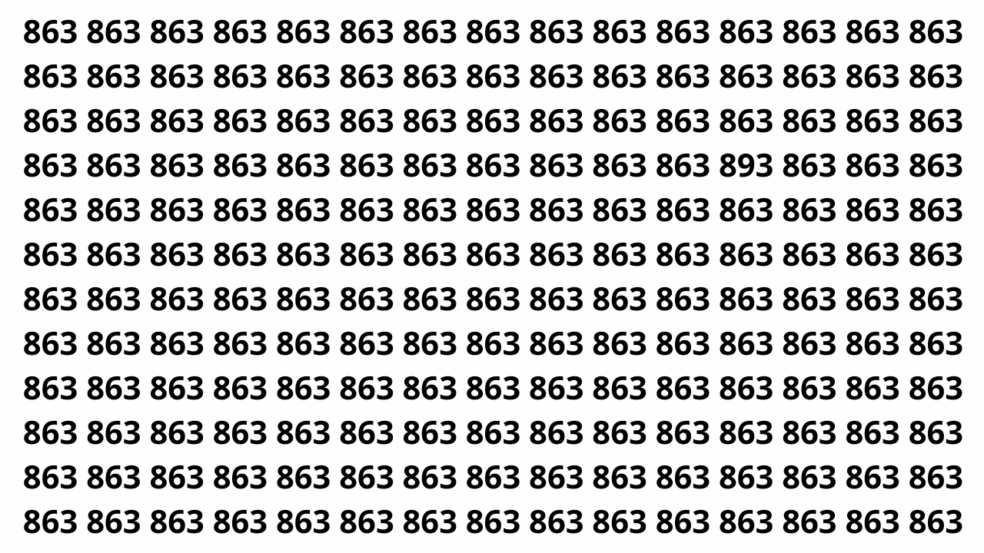 Encontre o número 893 entre os números 863 em menos de 8 segundos Encontre o número 893 entre os números 863 em menos de 8 segundos
