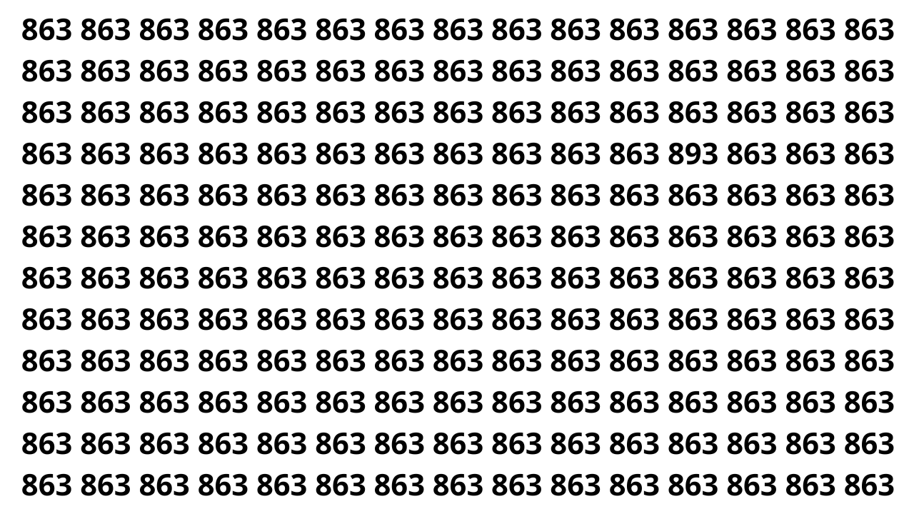 Encontre o número 893 entre os números 863 em menos de 8 segundos
