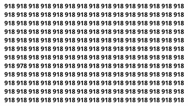 Encontre o 978 entre os números 918 em menos de 6 segundos