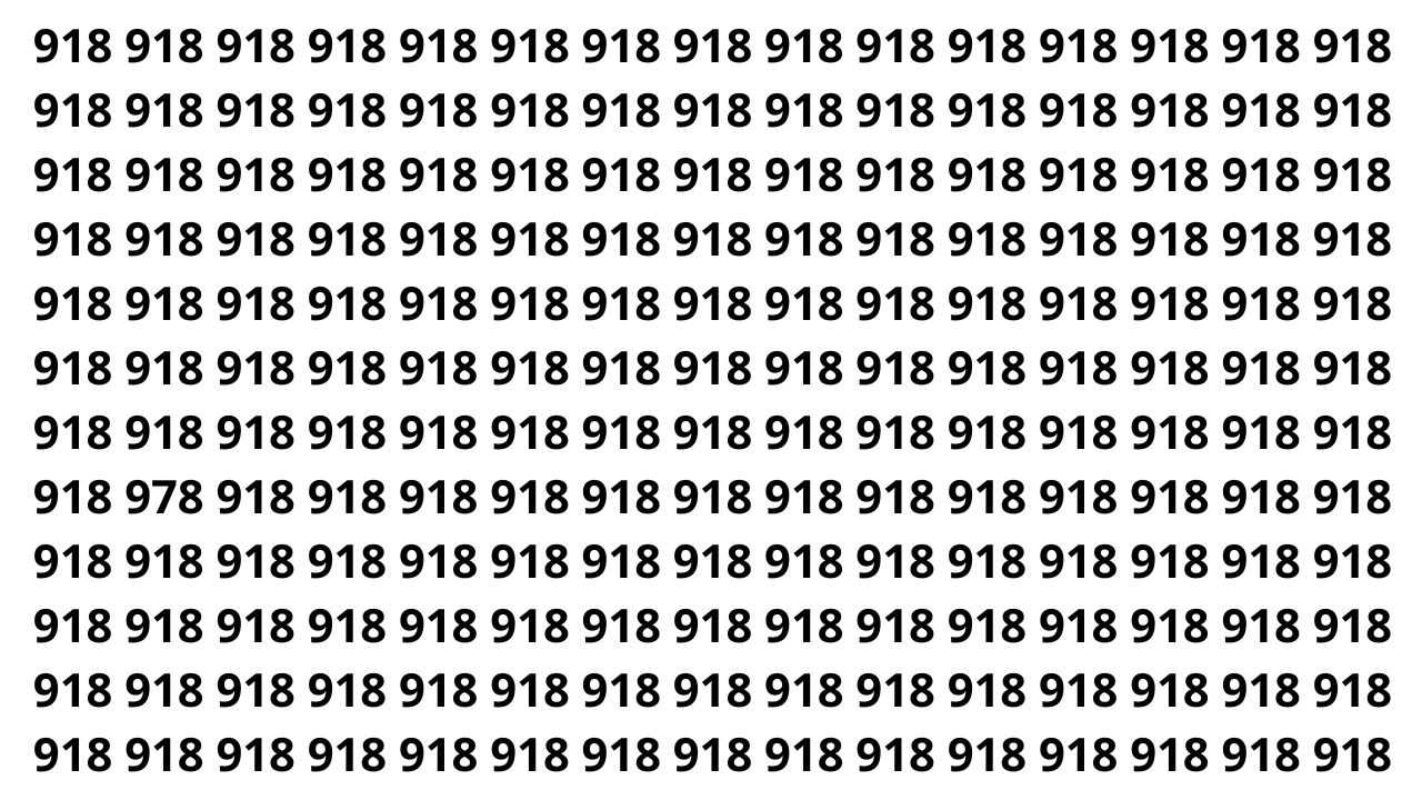 Encontre o 978 entre os n&uacute;meros 918 em menos de 6 segundos