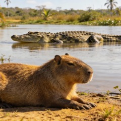 Por que as capivaras conseguem dormir tranquilamente ao lado dos jacarés sem correr o risco de serem devoradas?