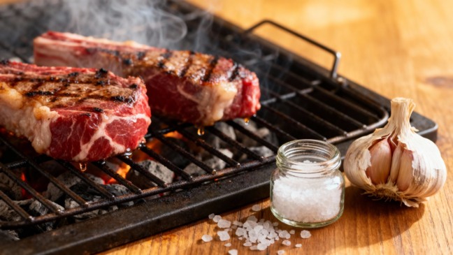 Você precisa de sal e alho para fazer o churrasquinho de rua niteroiense