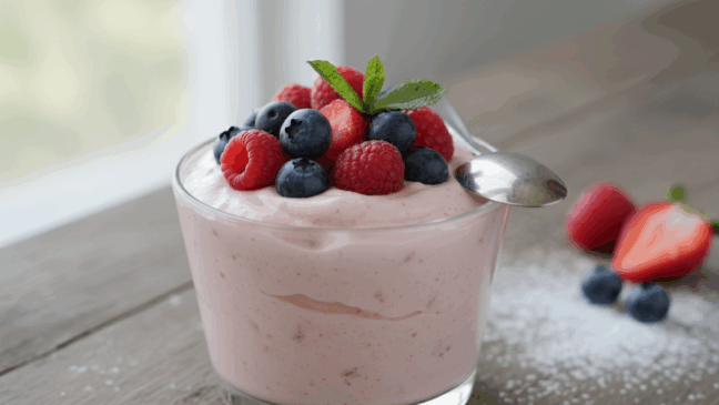 Mousse de frutas prática feita em 5 minuto