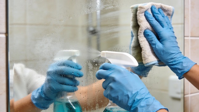 A mistura caseira que facilita a limpeza do vidro do banheiro no dia a dia