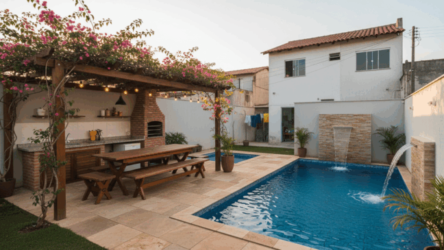 Como transformei um quintal simples em área gourmet com piscina em Niterói gastando 35 mil
