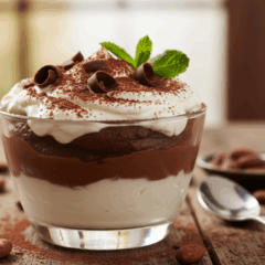 Sobremesa prática de chocolate com creme de leite pronta em poucos minutos