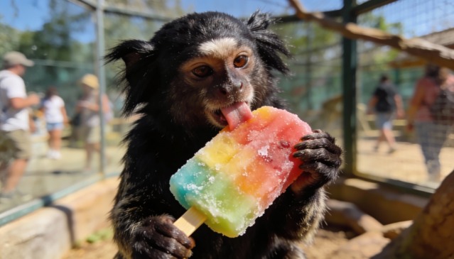 Zoológico próximo de Niterói distribui picolés para os animais devido ao intenso calor e encanta o público