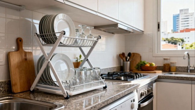 Adeus ao escorredor de louça: solução vertical e dobrável domina apartamentos pequenos