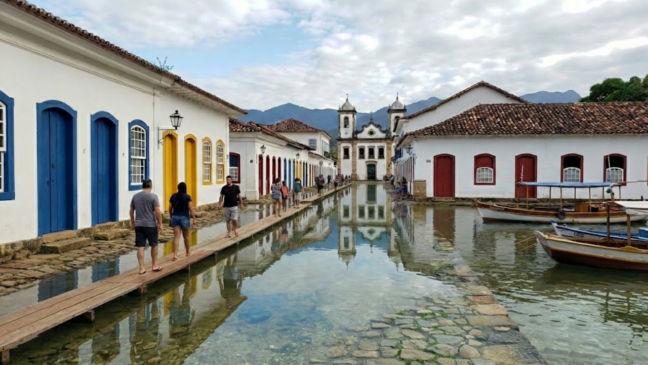 Uma cidade do Rio de Janeiro onde as ruas se encontram com o mar propositalmente, criando cenas dignas de cinema